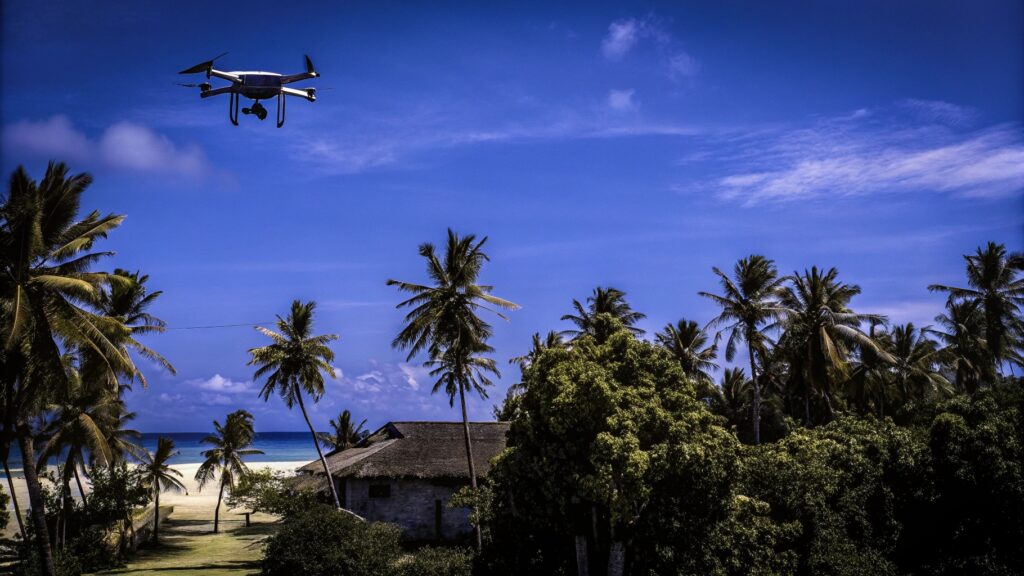 Aerial view of Zanzibar island, illustrating drone flying restrictions