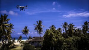 Aerial view of Zanzibar island, illustrating drone flying restrictions